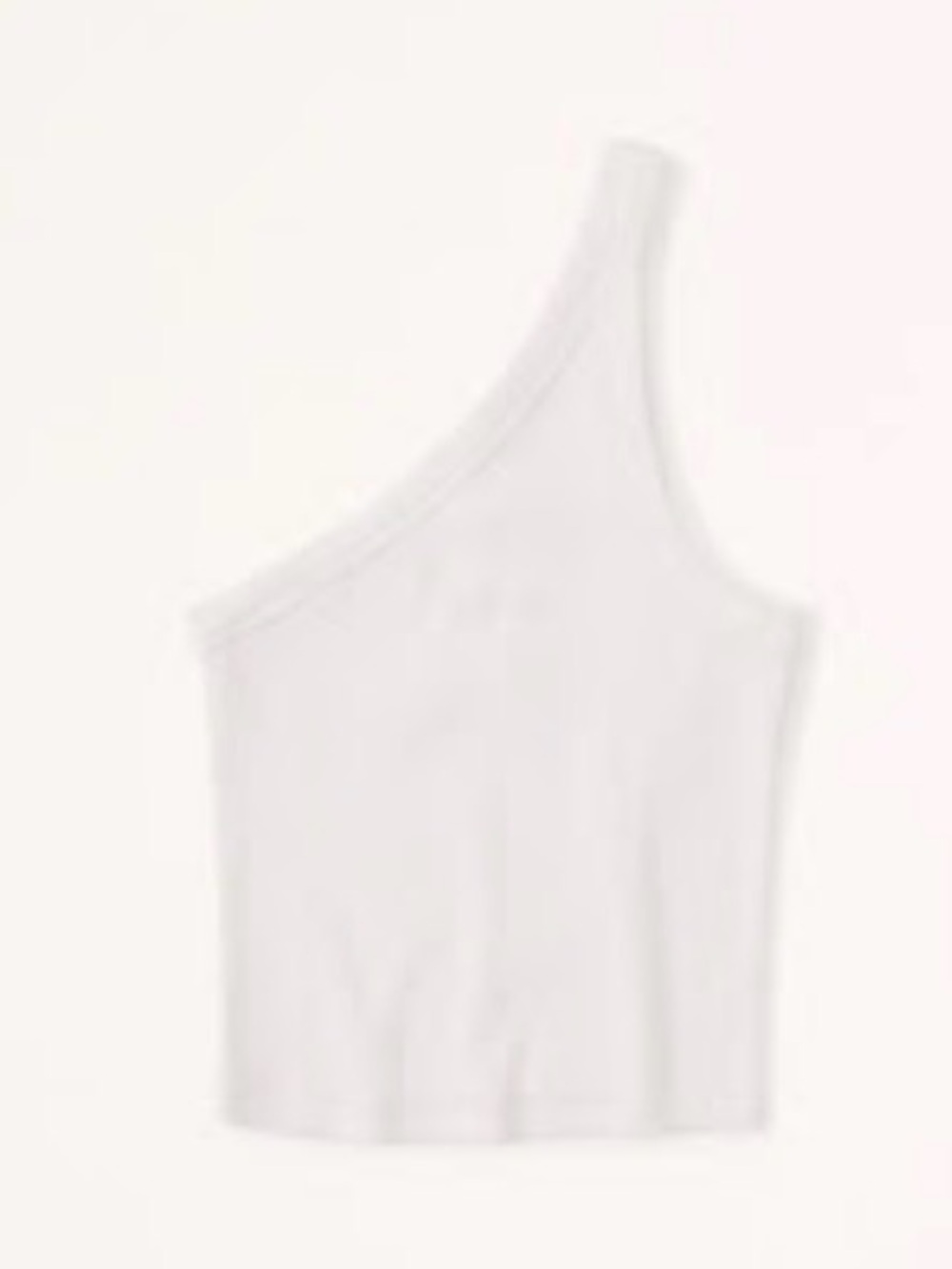 Abercrombie & Fitch One-Shoulder Ribbed Tank Top in Cream White - Picture 1 of 4
